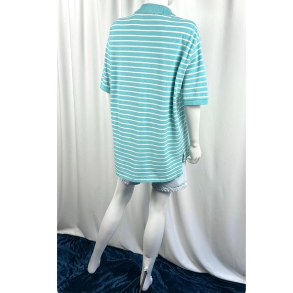 Vintage 1990’s 2000’s Men’s ‘Polo Ralph Lauren’ Striped White + Blue Polo - L - Picture 8 of 8